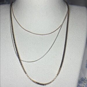 NWT Tri Toned Layered Necklace Three Pack